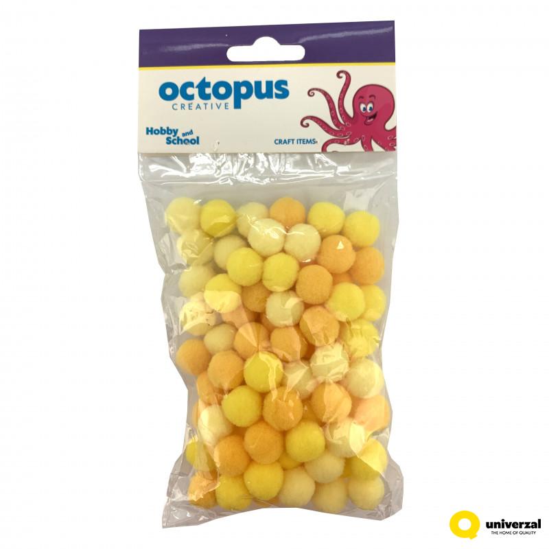 DEKORATIVNE POM POM LOPTICE 15mm 80kom ŽUTE UNL-2422 OCTOPUS 