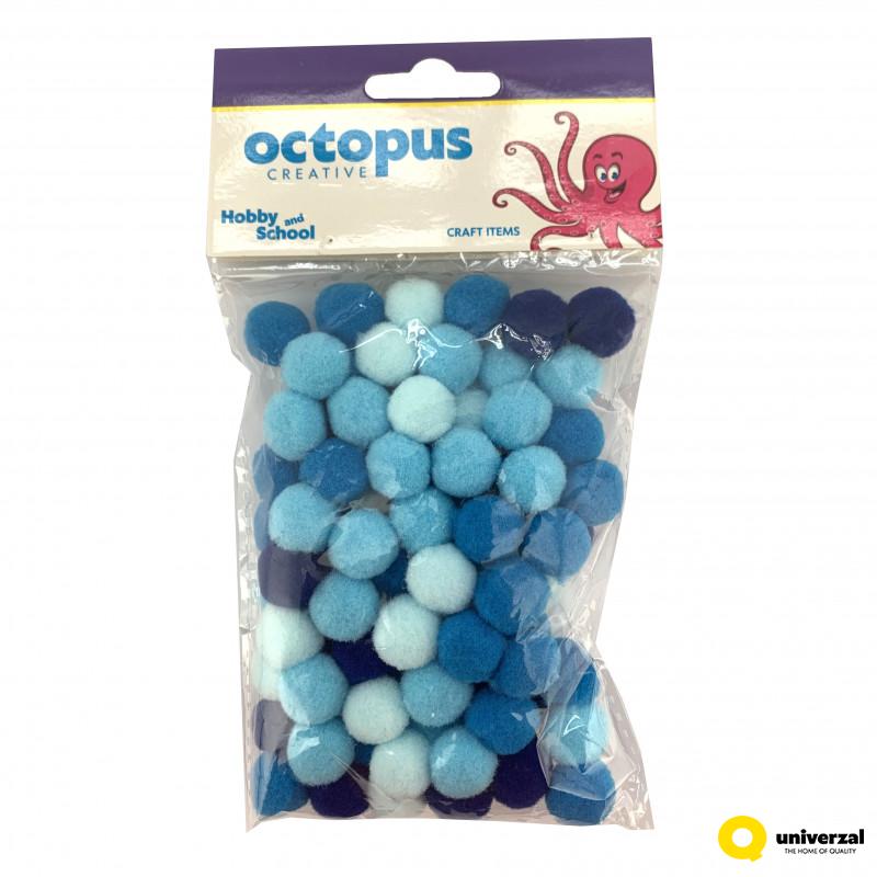 DEKORATIVNE POM POM LOPTICE 15mm 80kom PLAVE UNL-2424 OCTOPUS 