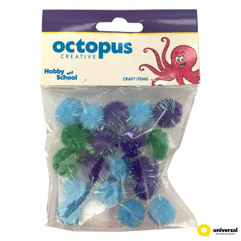 DEKORATIVNE POM POM LOPTICE GLITER 20mm 20kom UNL-2425 OCTOPUS 