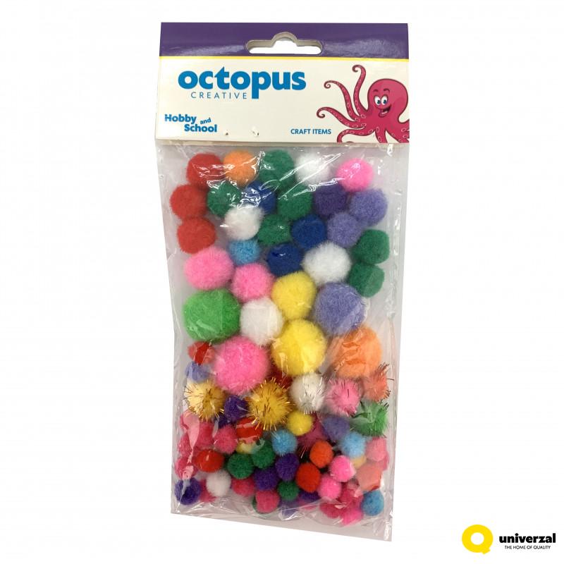DEKORATIVNE POM POM LOPTICE MIX 120kom UNL-2427 OCTOPUS 
