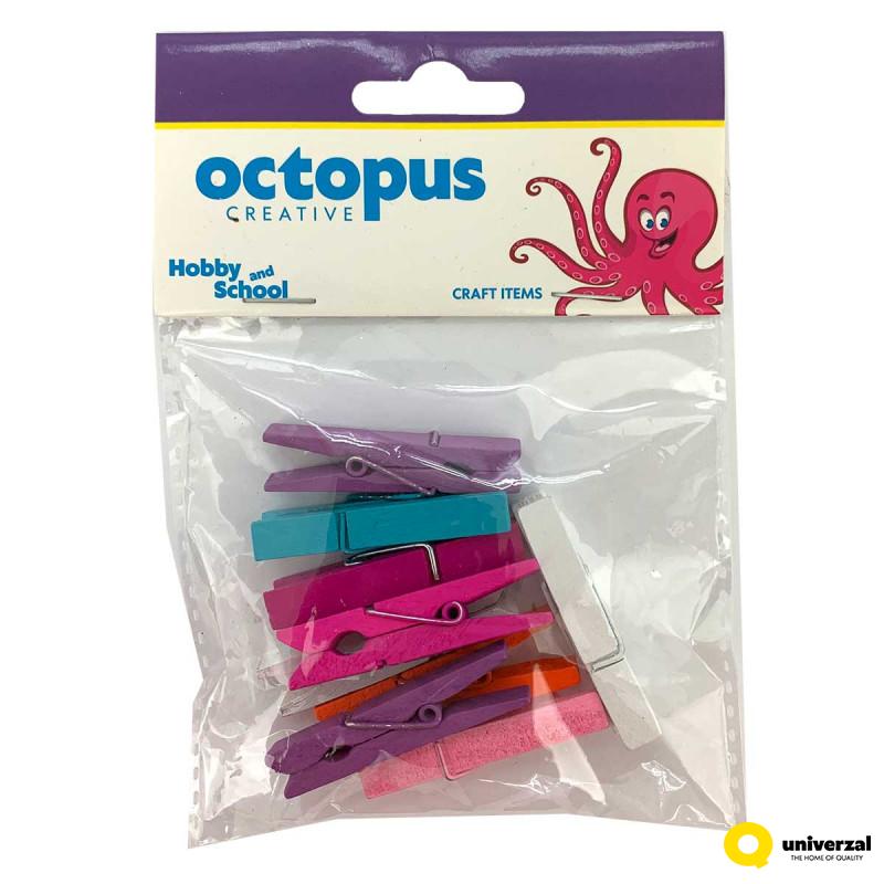 DEKORATIVNE ŠTIPALJKE DRVENE U BOJI 45X7mm 10kom UNL-2461 OCTOPUS 