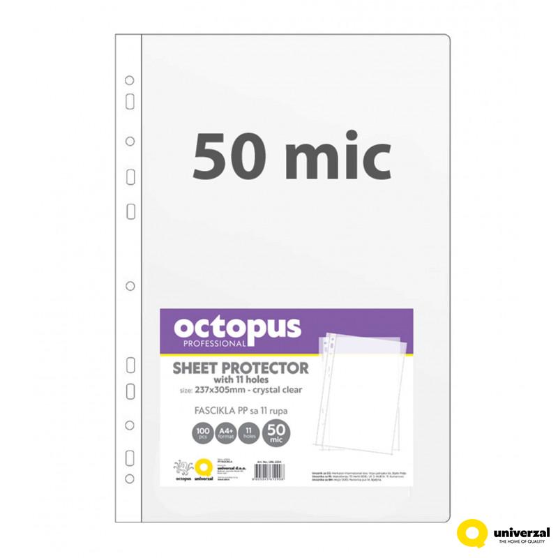 FASCIKLA A4 100/1 U 11 RUPA 50mic OCTOPUS CRYSTAL CLEAR UNL-2204 
