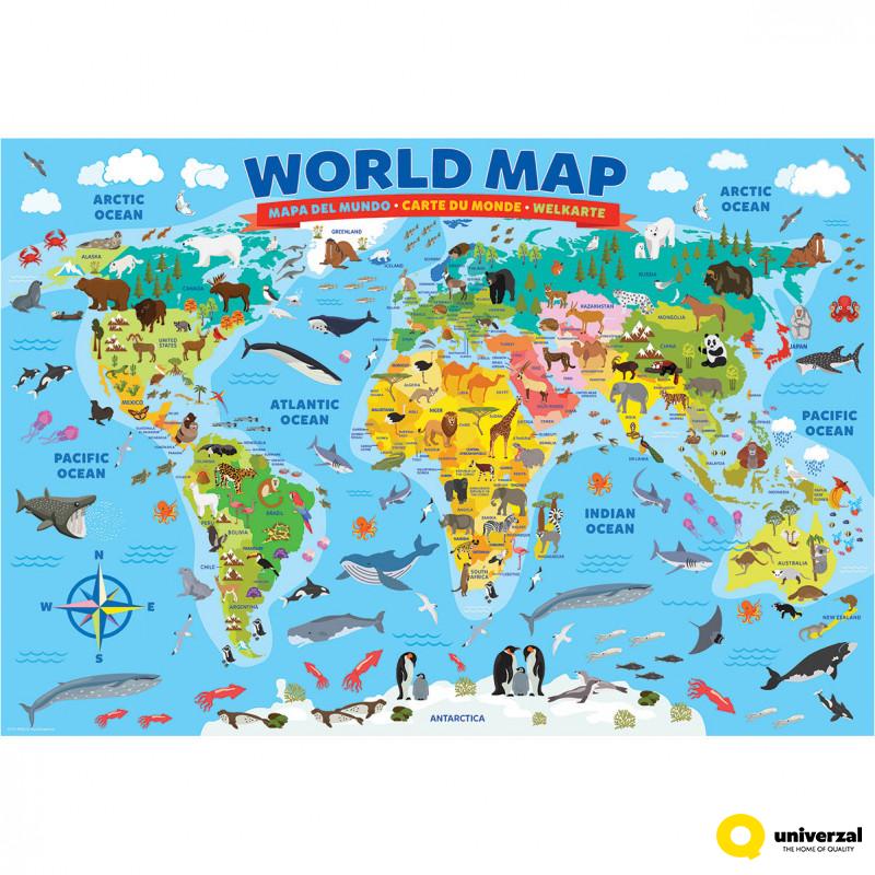 PUZZLE 100 DELOVA  6100-5554 ILLUSTRATED MAP OF THE WORLD 