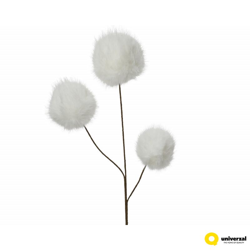 GRANA DEKORATIVNA SA 3 PAHULJASTE KUGLICE 70CM BELA 531376 