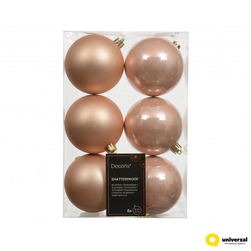 KUGLA NOVOGODIŠNJA 6/1 8CM PEACH PEARL 022673 