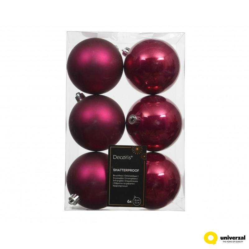 KUGLA NOVOGODIŠNJA 6/1 8CM PINK 022819 