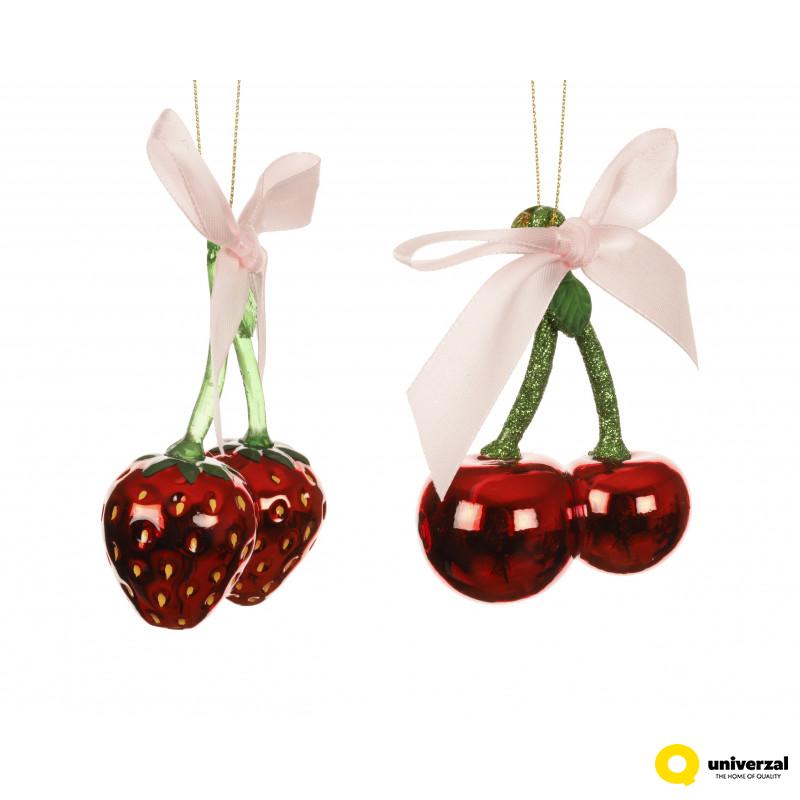 FIGURA UKRASNA VIŠNJA STAKLENA 9.1CM CRVENA 125526 