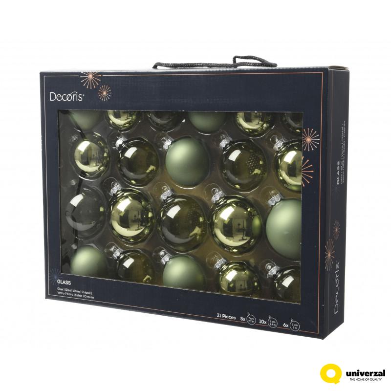 KUGLA NOVOGODIŠNJA STAKLENA 21/1 7CM ROSEMARY GREEN 149209 