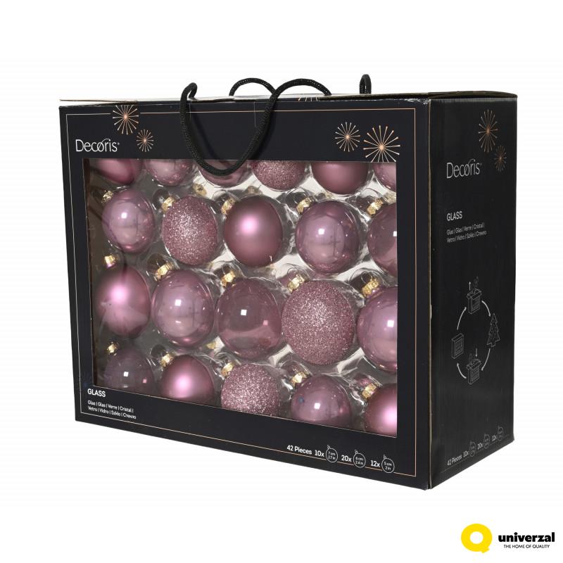 KUGLA NOVOGODIŠNJA STAKLENA 42/1 7CM VINTAGE PINK 149289 