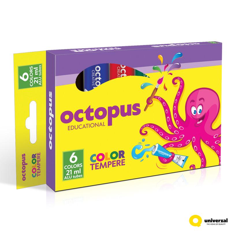 TEMPERA OCTOPUS 21ml 6/1 KARTONSKO PAKOVANJE UNL-0578 