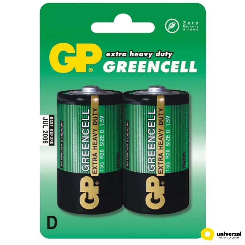 BATERIJE GP GREENCELL 2/1 R20 1.5V 13GU2 