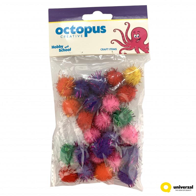 DEKORATIVNE POM POM LOPTICE GLITER 20mm 25kom UNL-0903 OCTOPUS 