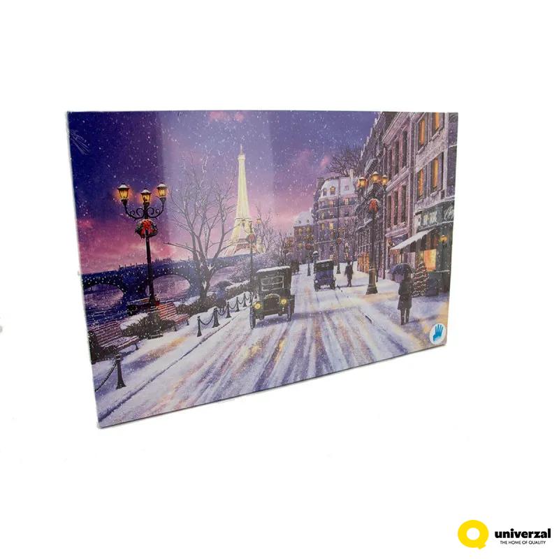 SLIKA ZIDNA NOVOGODIŠNJA SA LED SVETLOM PARIZ 2.5X40X60CM 480627 