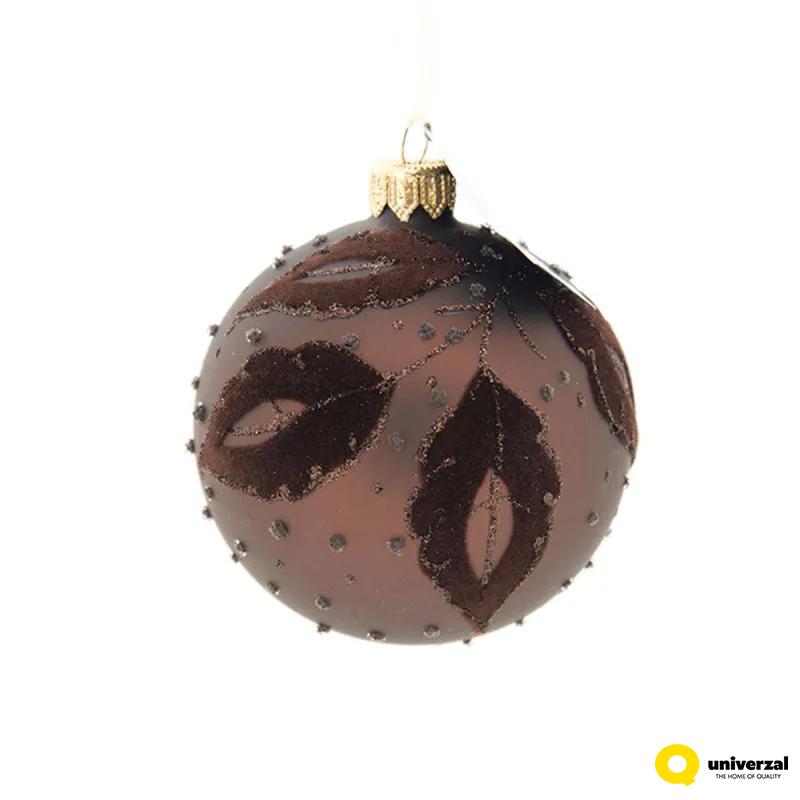 KUGLA NOVOGODIŠNJA STAKLENA 8CM DARK BROWN 050251 