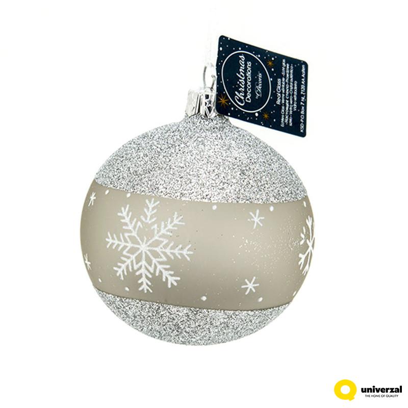 KUGLA NOVOGODIŠNJA STAKLENA 8CM MISTRY GREY 080226 