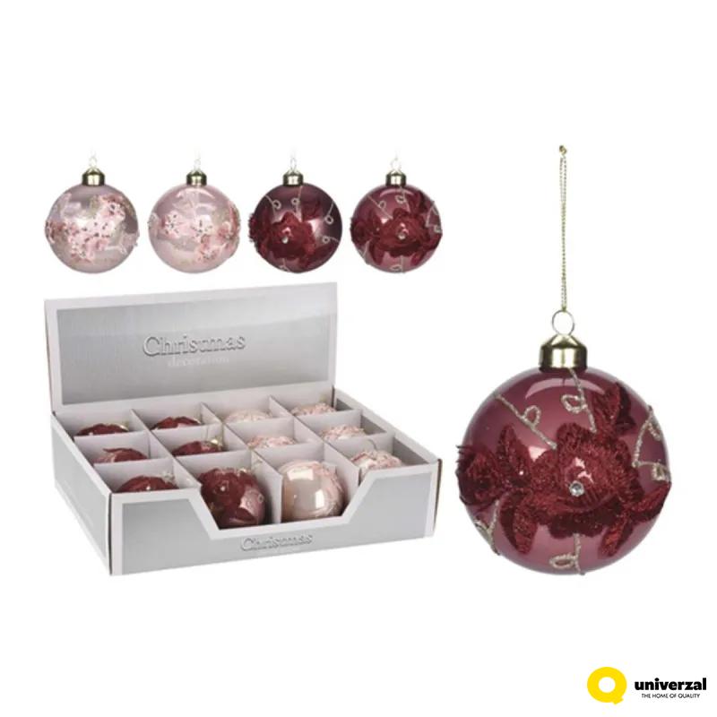 KUGLA NOVOGODIŠNJA 8CM ČIPKA DEKOR ABT620120 