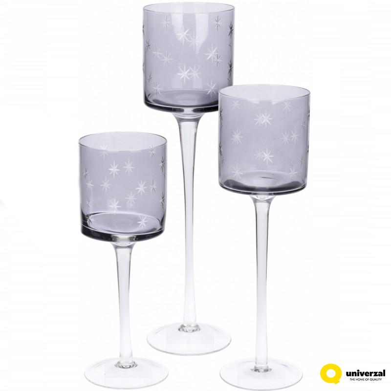 SVEĆNJAK ČAŠA SA STOPOM 3/1 SIVI DP2011970 