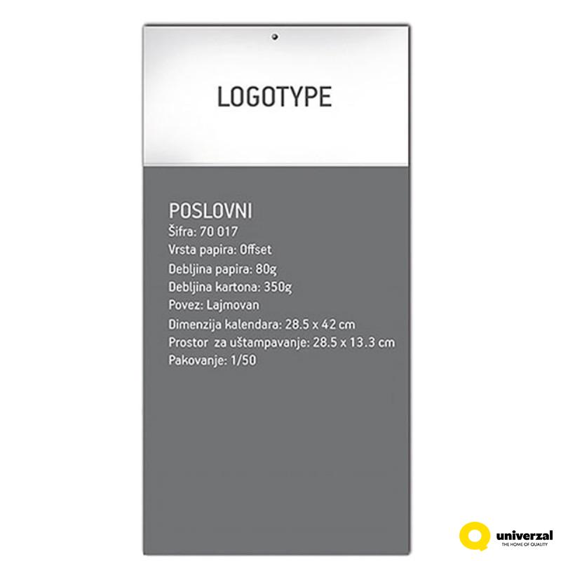 70.017 KALENDAR POSLOVNI TRODELNI 3x12 LISTA A3 