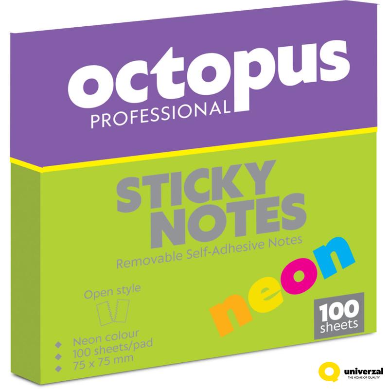 BLOK SAMOLEPLJIVI 75x75 100 LISTA NEON OCTOPUS UNL-0180 