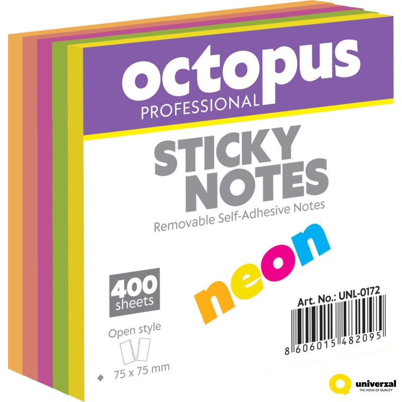 BLOK SAMOLEPLJIVI 75x75 400 LISTA NEON OCTOPUS UNL-0172 