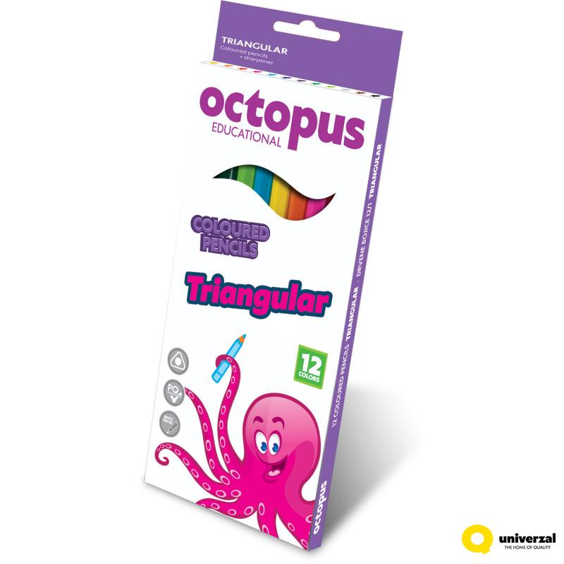 DRVENE BOJE 12/1 OCTOPUS TRIANGULAR SA GRATIS ZAREZAČEM UNL-0362 