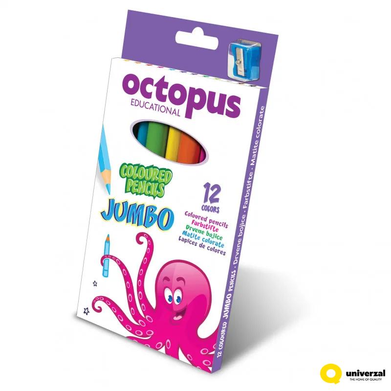 DRVENE BOJE 12/1 OCTOPUS JUMBO TRIANGULAR SA GRATIS ZAREZAČEM UNL-0360 