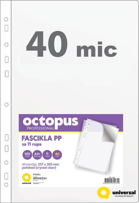 FASCIKLA A4 100/1 U 11 RUPA 40mic OCTOPUS CRYSTAL CLEAR UNL-0412 