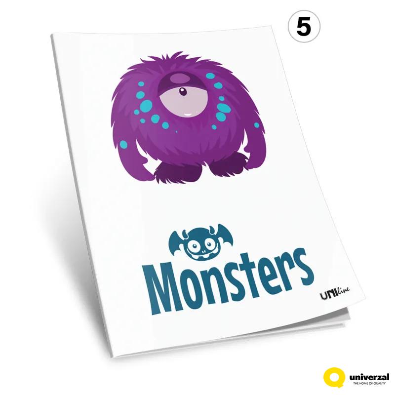 SVESKA A5 ČISTA 52L MONSTERS 80g UNI LINE UNL-0740 