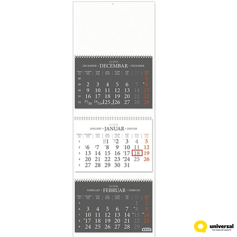 70.073.90 KALENDAR POSLOVNI TRODELNI 3X12 LISTA BELI 