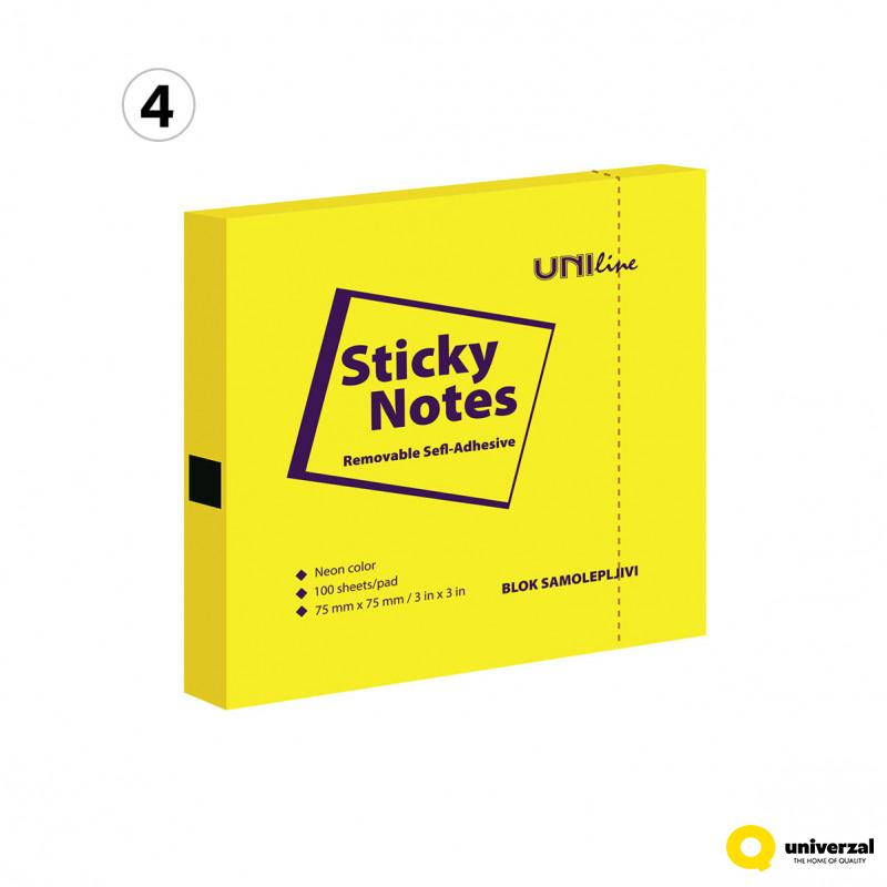 BLOK SAMOLEPLJIVI 75x75 80 LISTA NEON MIX 4 BOJE UNL-1214 