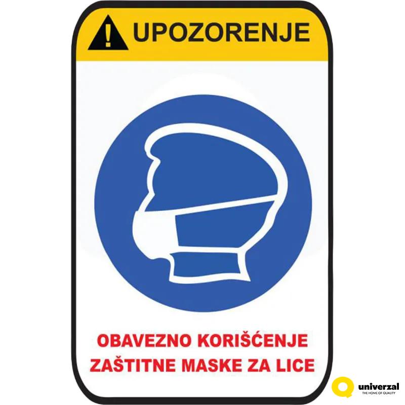 NALEPNICA A4 UPOZORENJE OBAVEZNO KORIŠĆENJE MASKE 3/1 OCTOPUS UNL-1560 