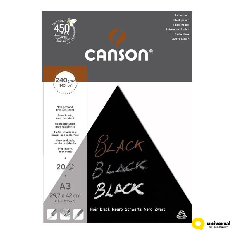 BLOK A3 240g 20 LISTA BLACK 38 CANSON 200377112 