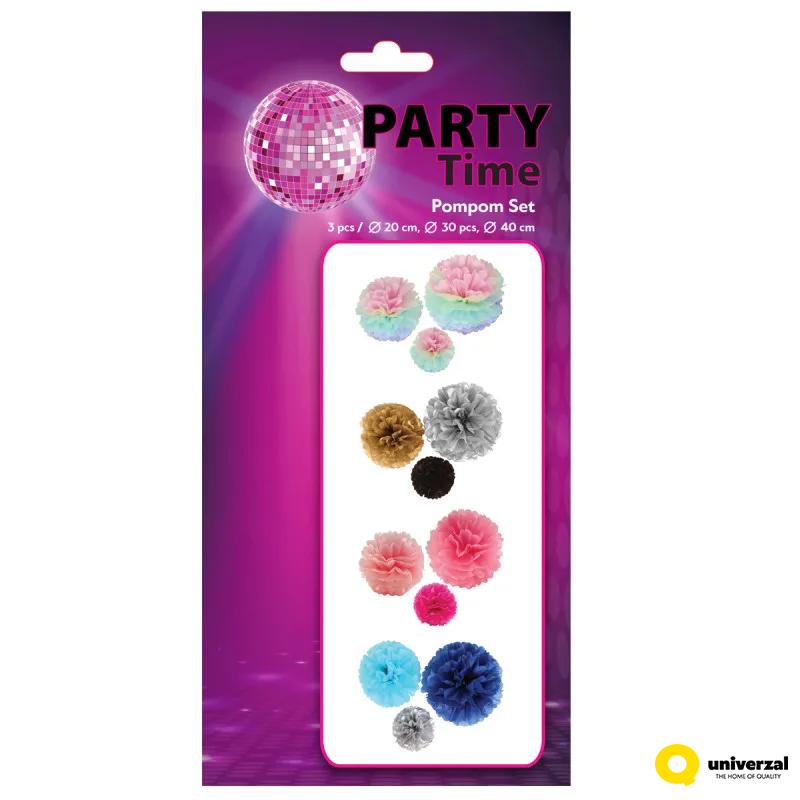 PARTY POMPOM SET 3/1 PINK UNL-1371 