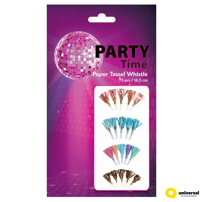 PARTY PAPER TASSEL WHISTLE 5/1 PLAVI UNL-1412 