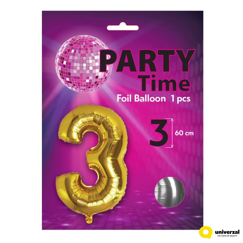 BALON BROJ 3 60cm SREBRNI UNL-1442 