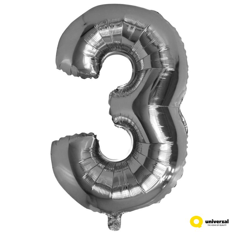 BALON BROJ 3 60cm SREBRNI UNL-1442 