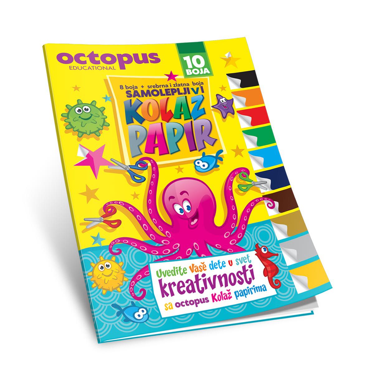 KOLAŽ PAPIR 162 x 230 mm SAMOLEPLJIVI 10 BOJA OCTOPUS UNL-0002