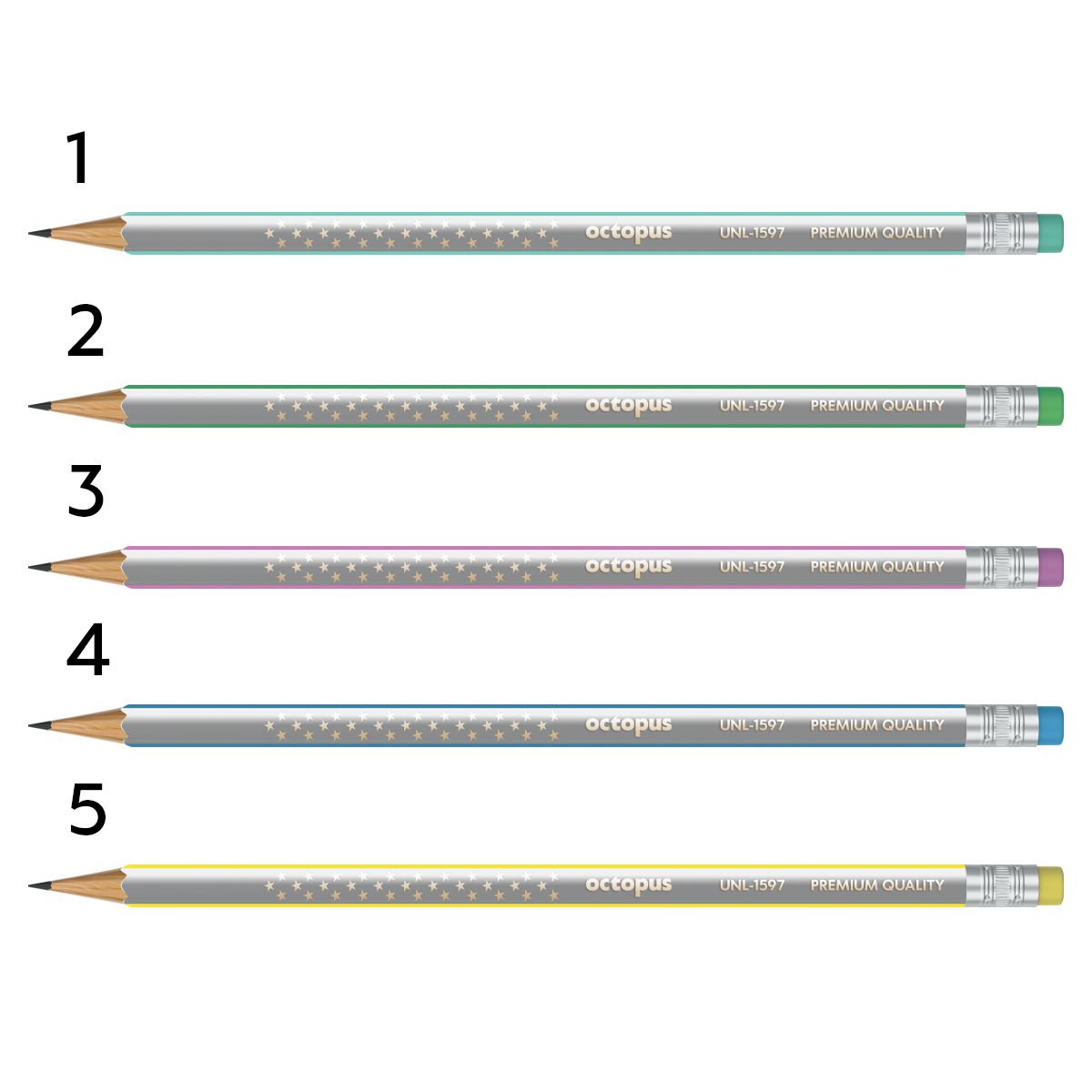 OLOVKA GRAFITNA HB SA GUMICOM 1/1 TRIANGULAR NEON STARS OCTOPUS UNL-1597