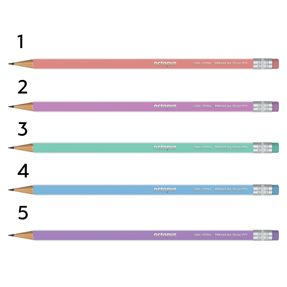 OLOVKA GRAFITNA HB SA GUMICOM 1/1 TRIANGULAR PASTEL LINES OCTOPUS UNL-1596