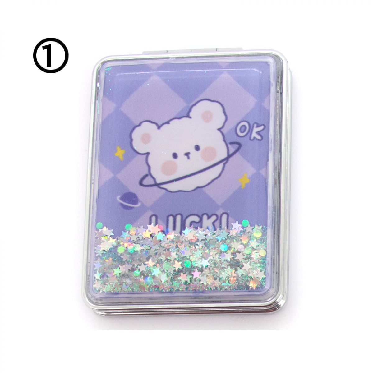 OGLEDALCE KOZMETIČKO FXFS12 PRAVOUGAONO SA ŠLJOKICAMA MEDVEDIĆ LJUBIČASTI