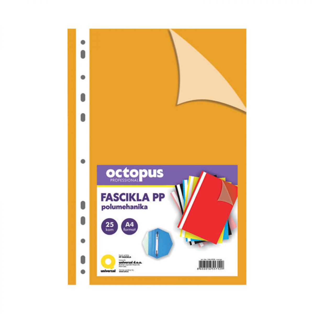 FASCIKLA A4 POLUMEHANIKA SA 11 RUPA 25/1 NARANDŽASTA OCTOPUS UNL-1826