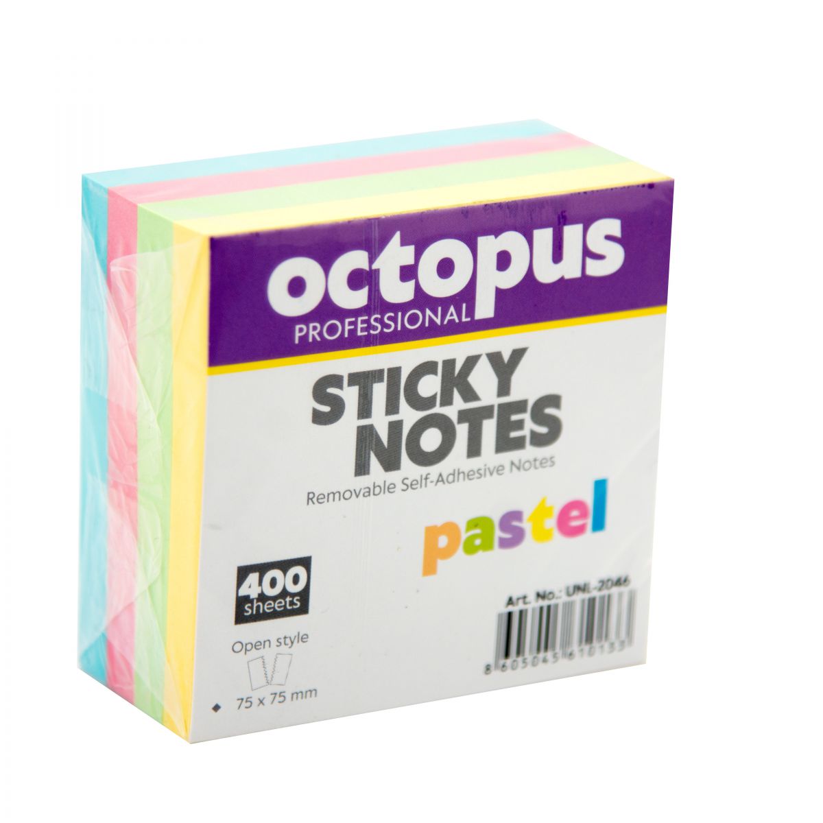 BLOK SAMOLEPLJIVI 75x75 400 LISTA PASTEL OCTOPUS UNL-2046