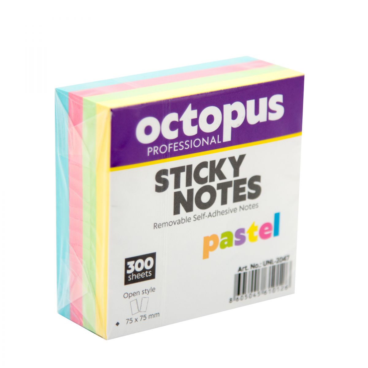 BLOK SAMOLEPLJIVI 75x75 300 LISTA PASTEL OCTOPUS UNL-2047