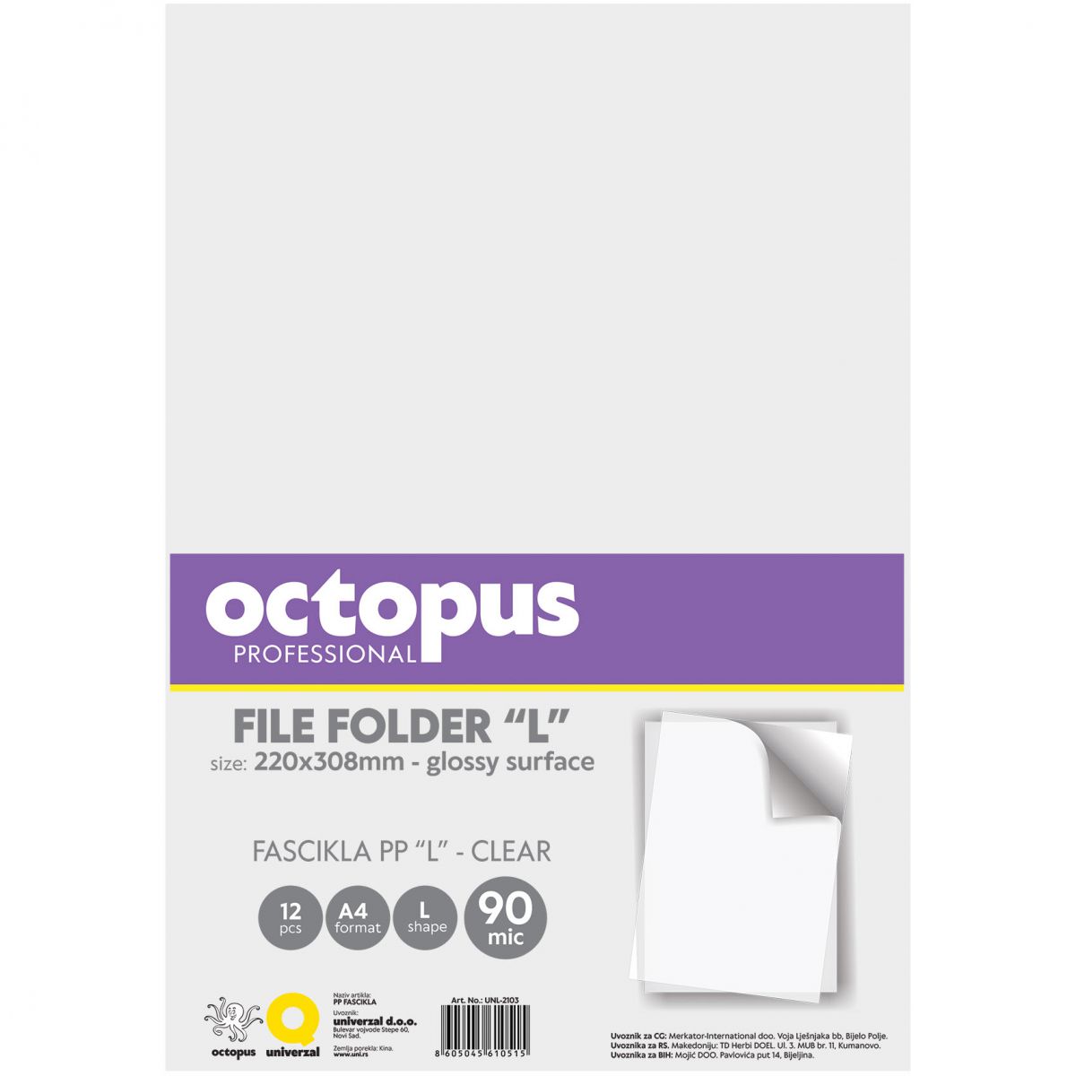 FASCIKLA A4 L 90MIC 12/1 OCTOPUS PROVIDNA UNL-2103
