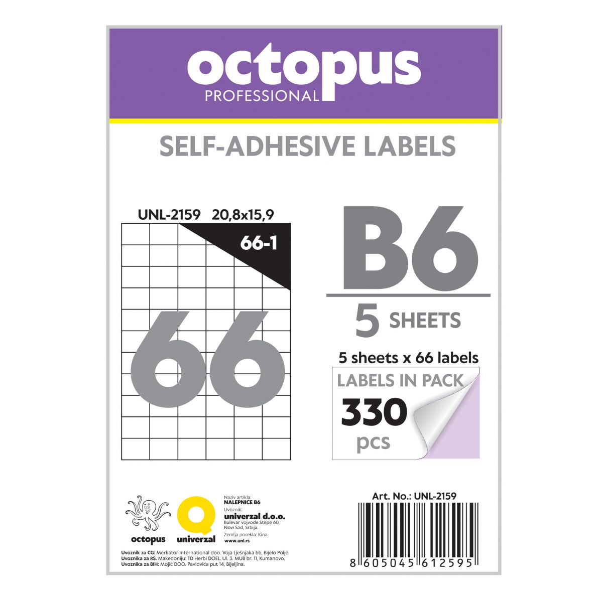 NALEPNICE B6 20.8X15.9mm 66 NALEPNICA NA LISTU OCTOPUS UNL-2159