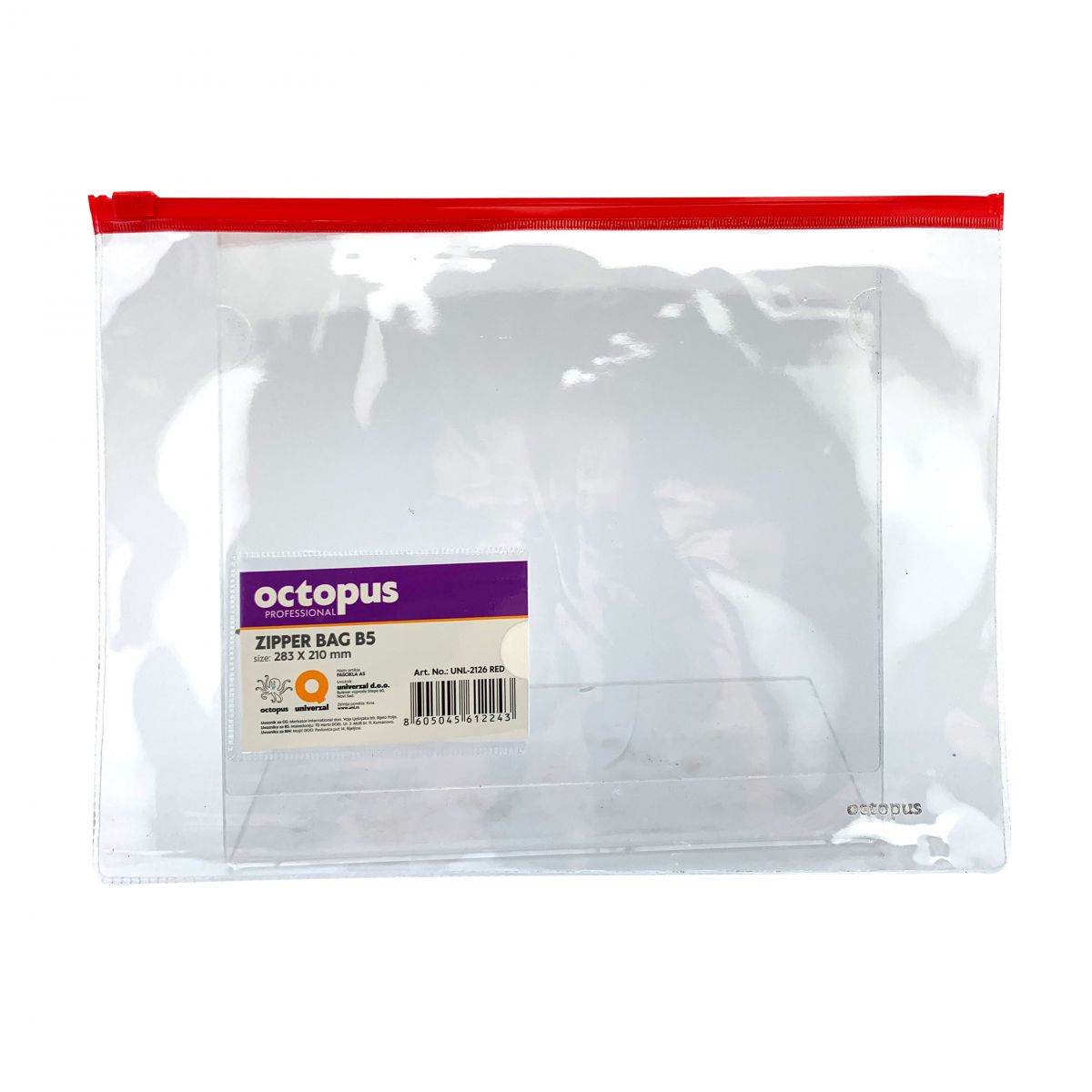 FASCIKLA B5 SA ZIPOM CRVENA OCTOPUS UNL-2126