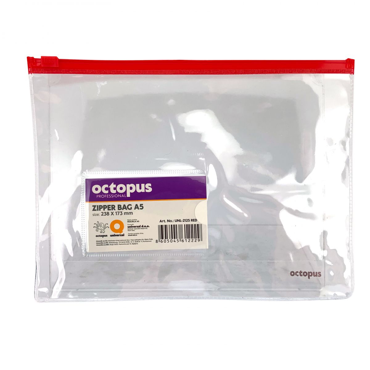 FASCIKLA A5 SA ZIPOM CRVENA OCTOPUS UNL-2125