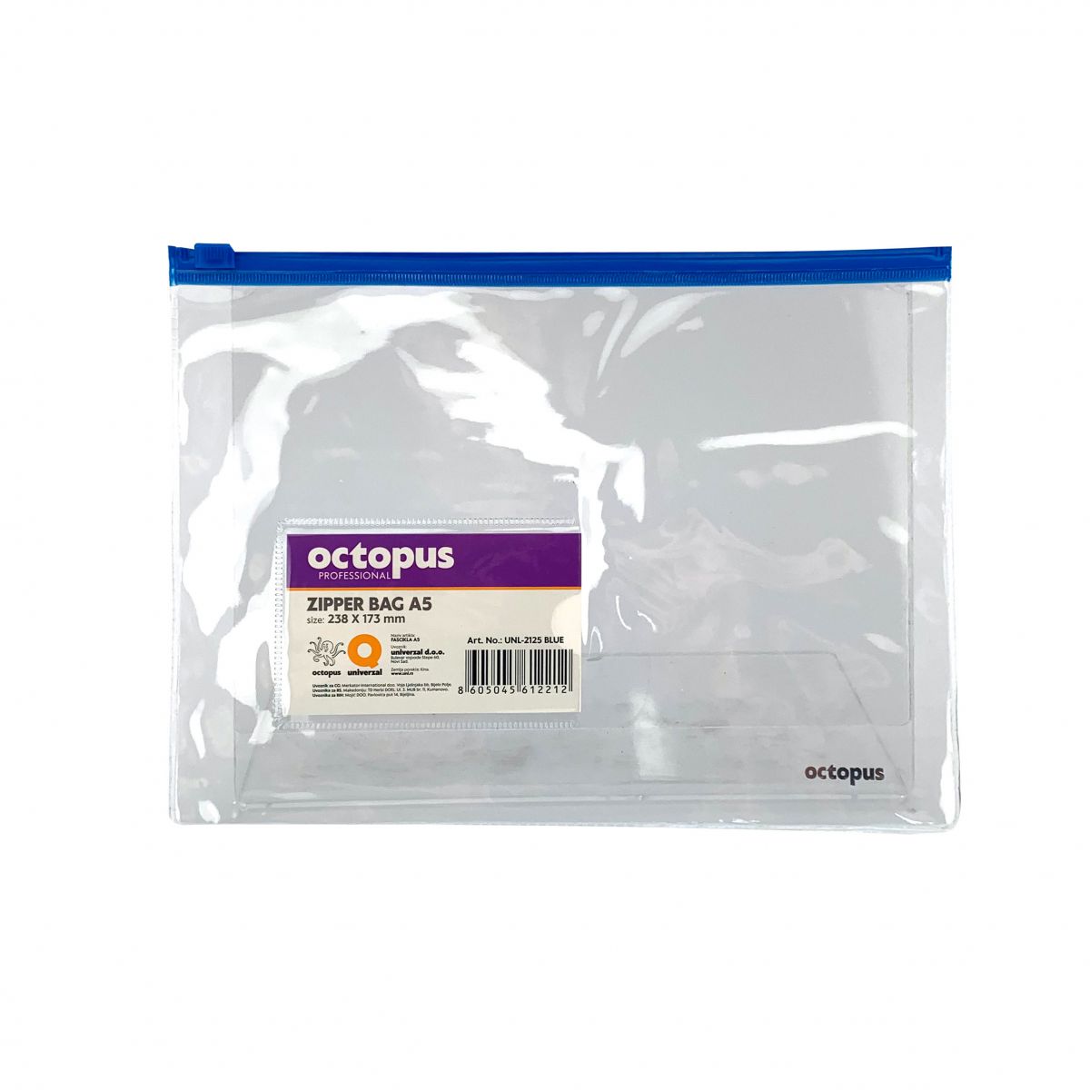 FASCIKLA A5 SA ZIPOM PLAVA OCTOPUS UNL-2125