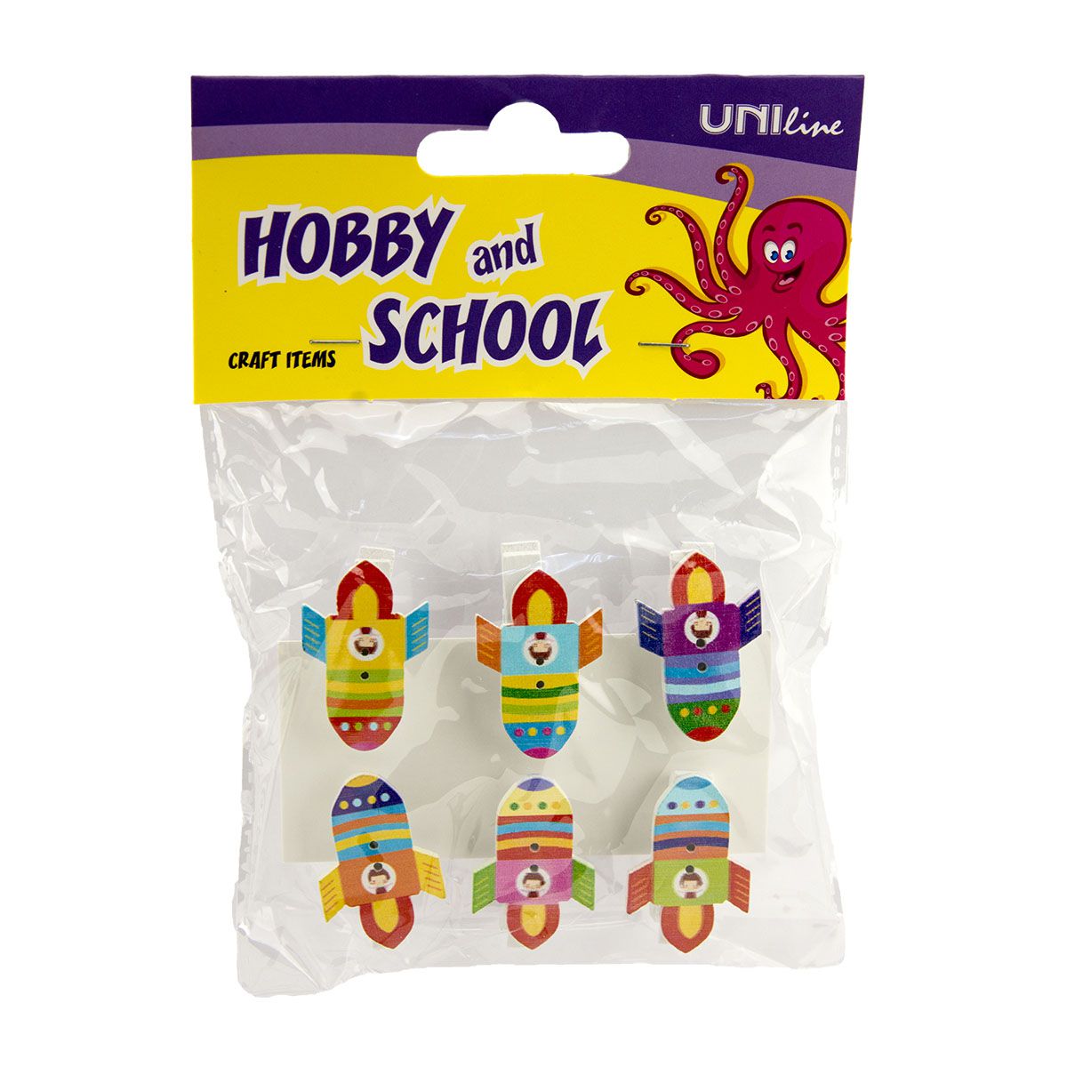 DEKORATIVNE ŠTIPALJKE RAKETE OD DRVETA 8X35mm 6kom UNL-0885