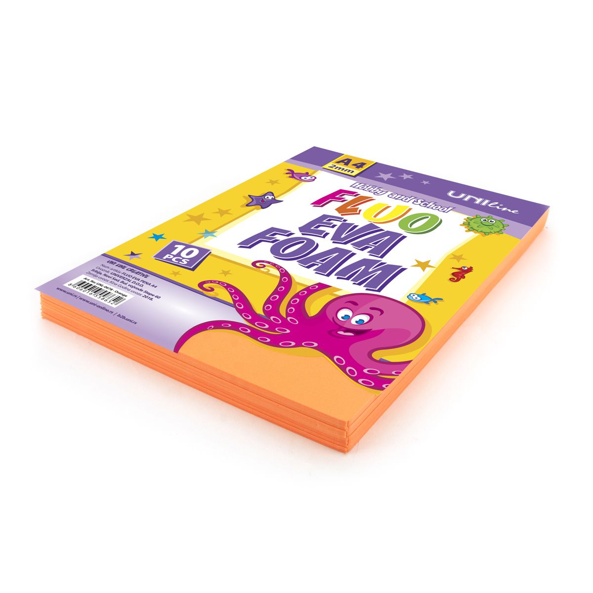 DEKORATIVNA GUMA FLUO A4 10/1 ORANGE UNL-0678